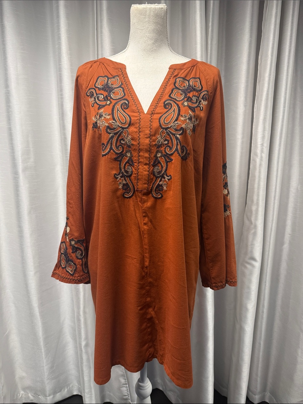 Banana Republic Rust Orange Tunic Dress - V-Neck Detail